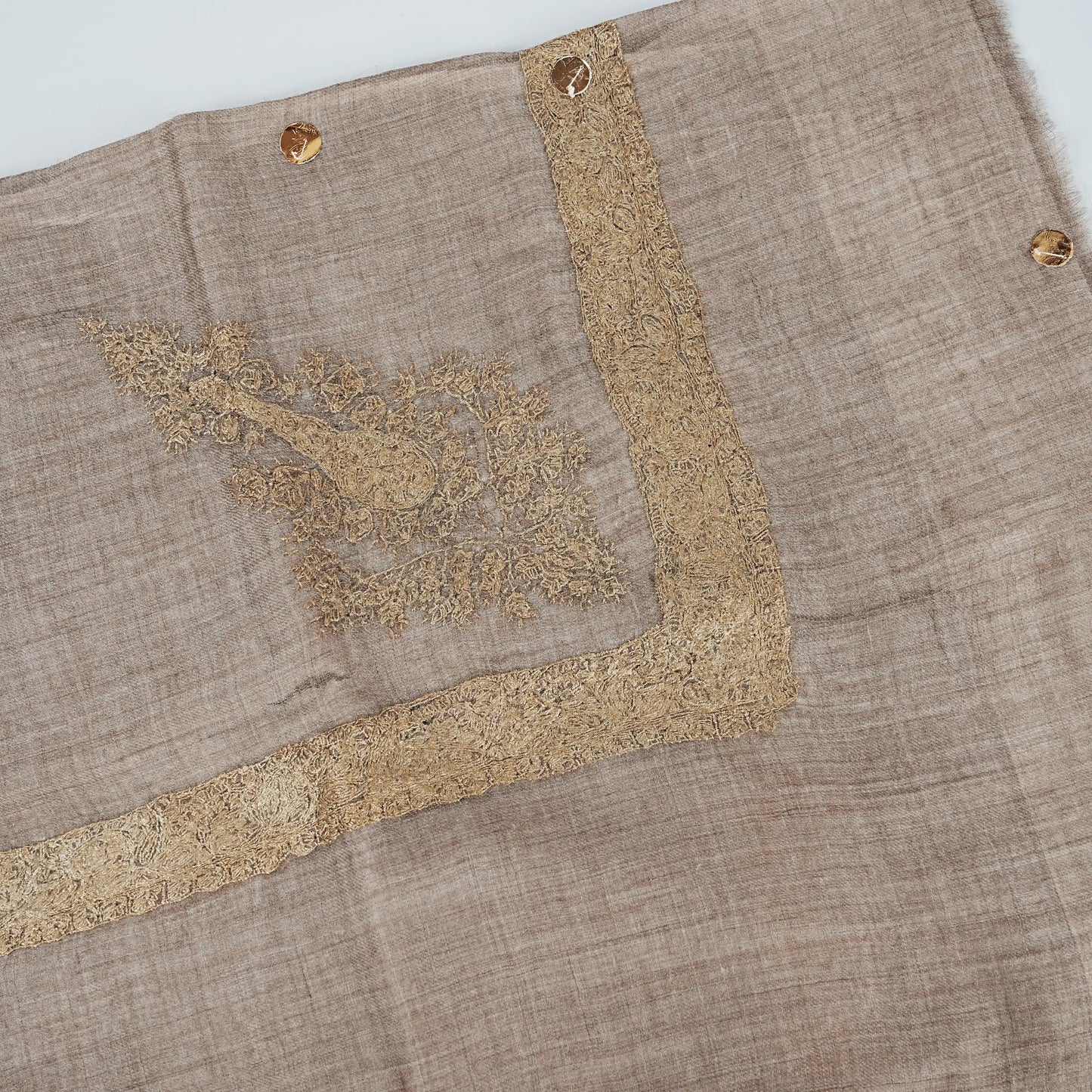 Kashmiri Shawl Gold Color Design 100% Turma