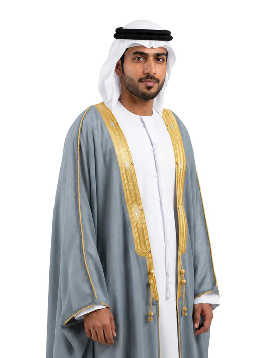 المشالح الملكية ك.اس اكسترا - رمادي دخاني مع تطريز ذهبي