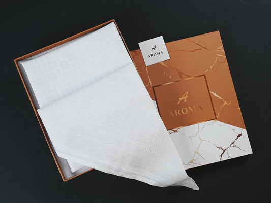 Redefine Your Traditional Style with the Premium AROMA White Shemagh.