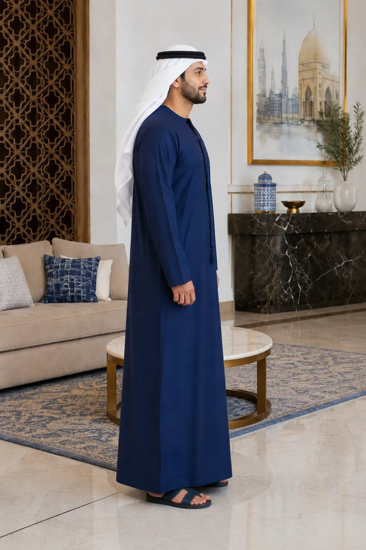 Dark Blue Kandura for Men – Emirati Style Thobe