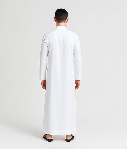 Traditional white kandura with clean neckline