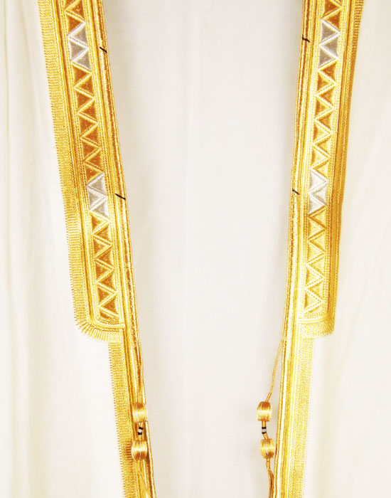 Luxury white bisht ceremonial cloak for Eid and cultural events UAE