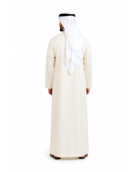 Premium Light Cream Emirati Kandura for Men | Traditional UAE Thobe