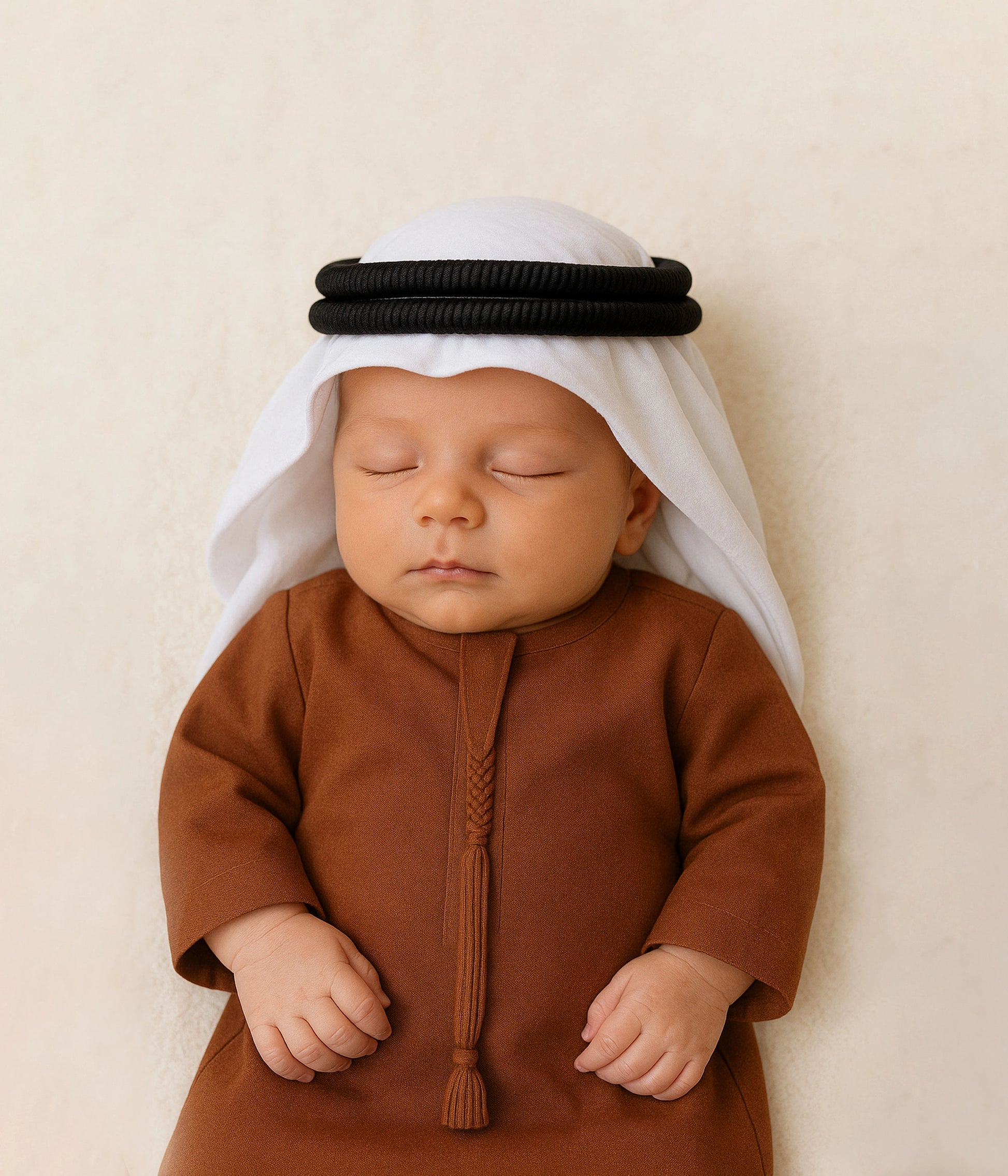 brown baby kandura emirates traditional baby outfit UAE
