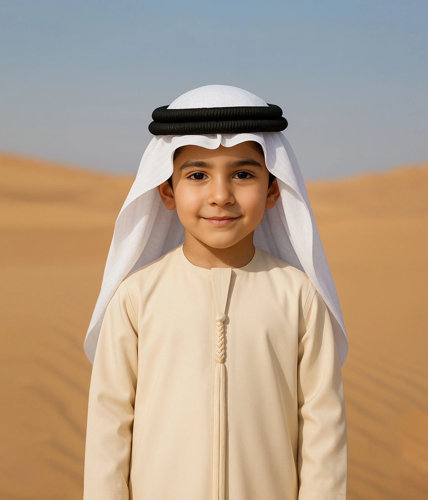 cream boys kandura emirati kids thobe outfit
