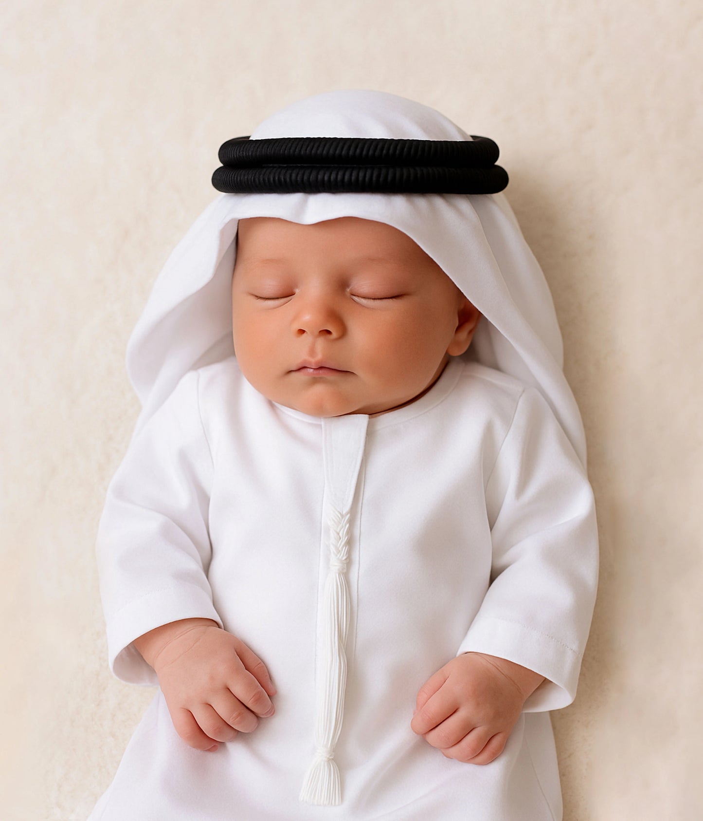 white baby kandura classic arabic infant dress UAE