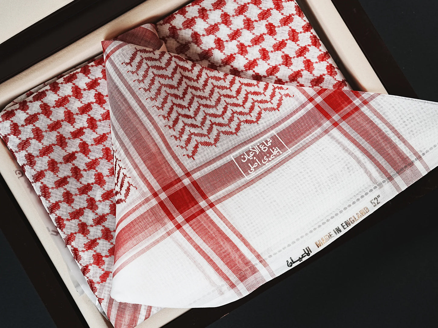 Al Ayan Premium Red & White Shemagh – Made in England | Luxury Arabic Headwear