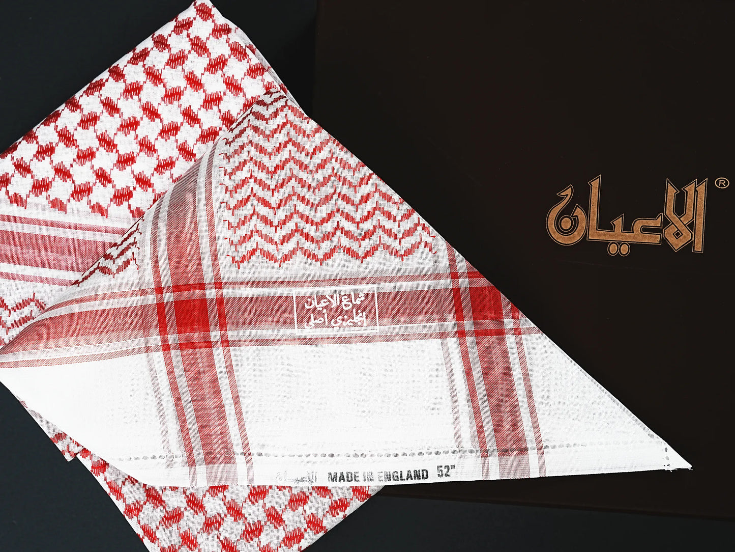Al Ayan Premium Red & White Shemagh – Made in England | Luxury Arabic Headwear