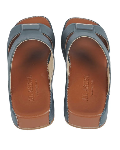 Al Aseel Classic Grey Leather Sandals – Timeless Comfort & Style