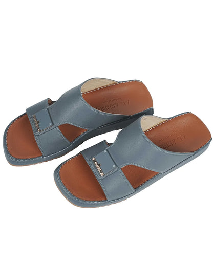 Al Aseel Classic Grey Leather Sandals – Timeless Comfort & Style