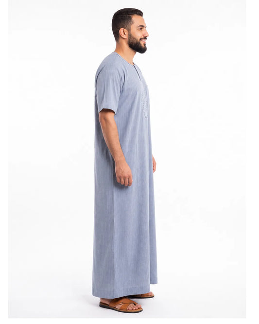 Al Khazz Classic Arabic Jalabiya – Premium Light Blue Men's Thobe