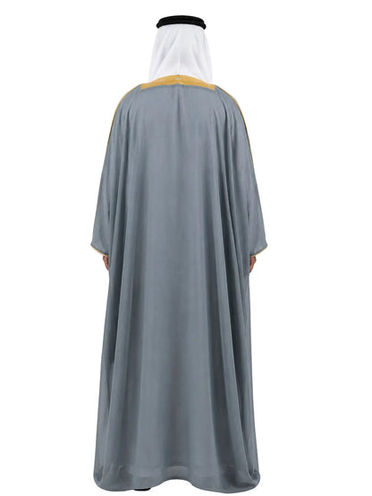 AL MASHALIH AL MALAKIYAH  K.S EXTRA -  Smoke grey  with Gold Embroidery