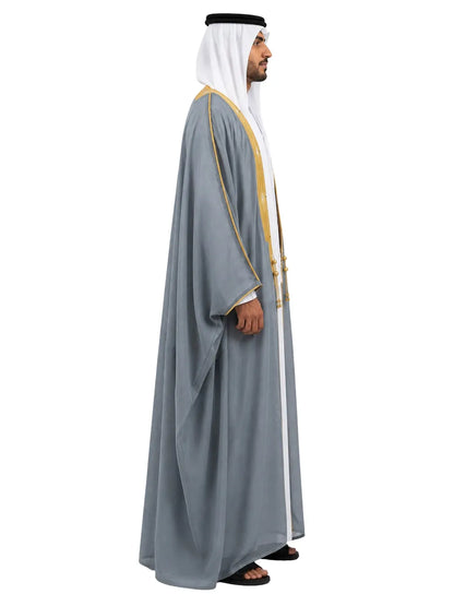 AL MASHALIH AL MALAKIYAH  K.S EXTRA -  Smoke grey  with Gold Embroidery
