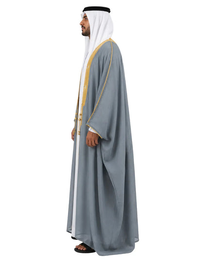 AL MASHALIH AL MALAKIYAH  K.S EXTRA -  Smoke grey  with Gold Embroidery