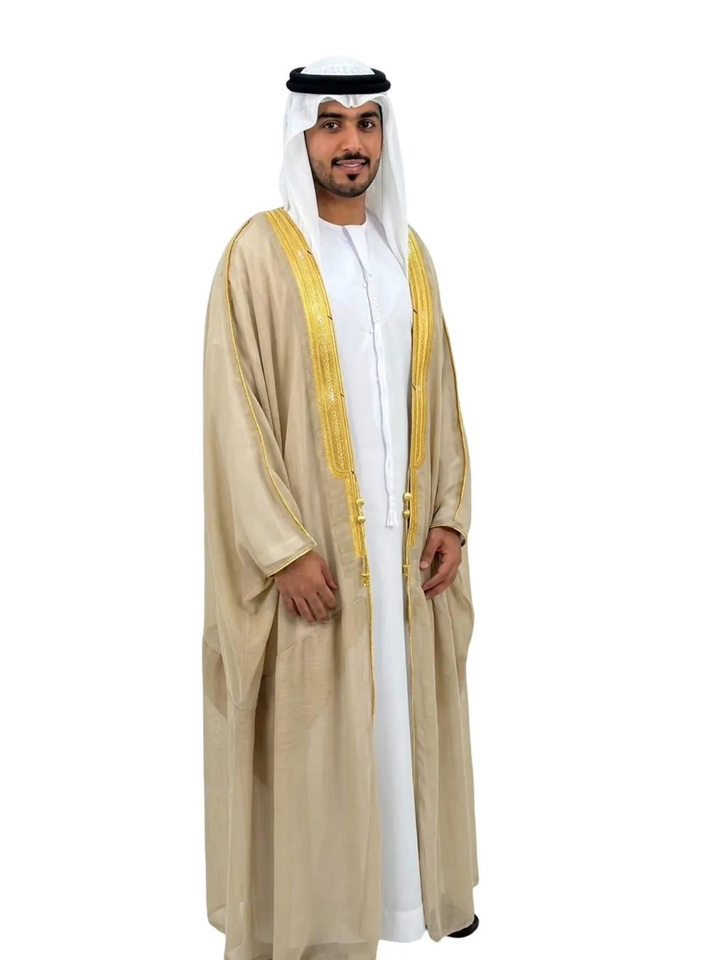 AL MASHALIH AL MALAKIYAH  K.S EXTRA -  desert sand  with Gold Embroidery