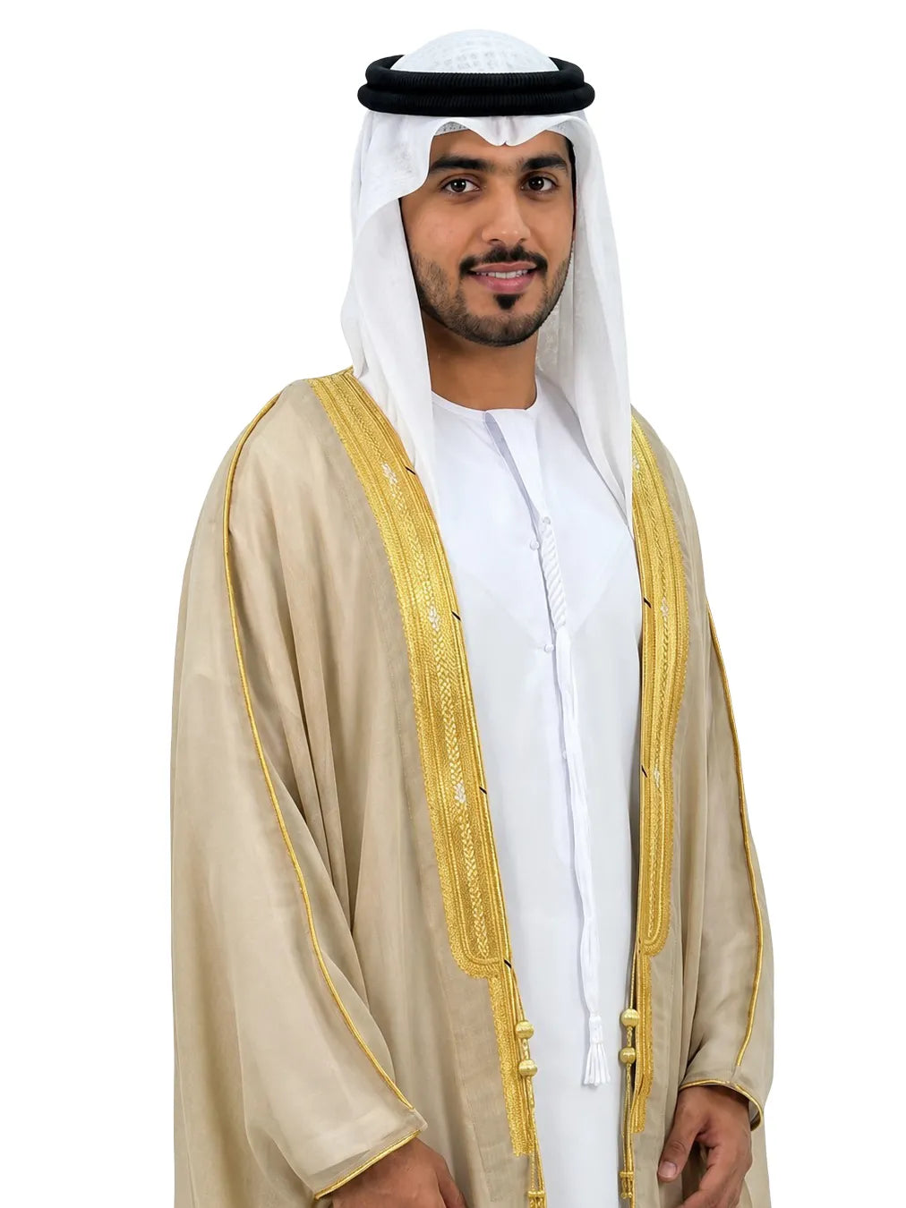 AL MASHALIH AL MALAKIYAH  K.S EXTRA -  desert sand  with Gold Embroidery