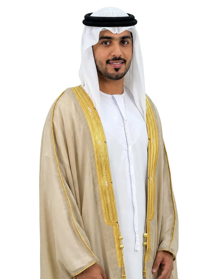 AL MASHALIH AL MALAKIYAH  K.S EXTRA -  desert sand  with Gold Embroidery