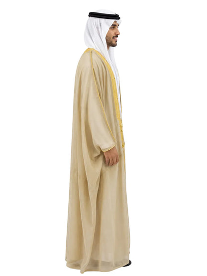 AL MASHALIH AL MALAKIYAH  K.S EXTRA -  desert sand  with Gold Embroidery