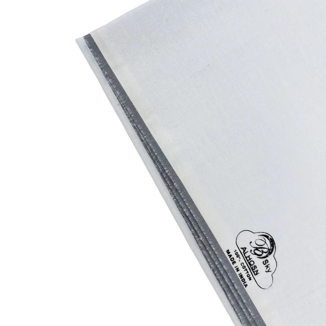 Al Hosn Sky White Wuzar – Elegant Border Line Collection UAE