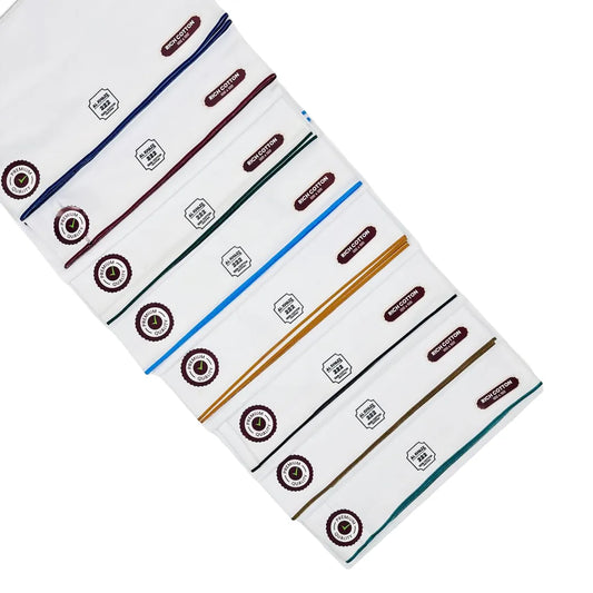 Al Khazz 222 White Wuzar with Color Border Collection – Premium Cotton Wear-UAE