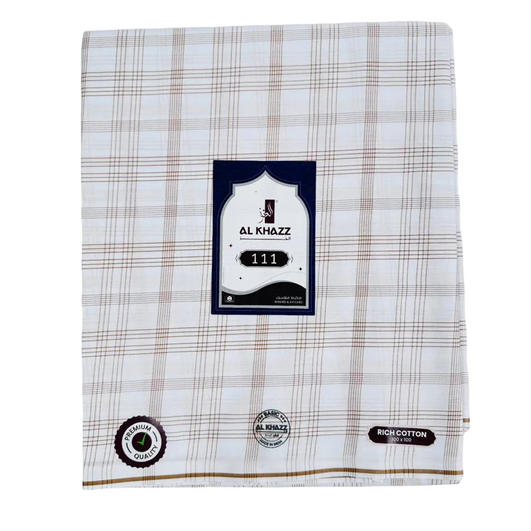 Al-Khazz-Soft-Cotton-Wuzar-Stylish-Brown-Check-Pattern