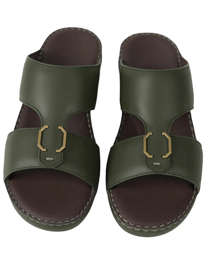 Al-Mazaya-Premium-Olive-Green-Arabic-Mens-Sandals-Luxury-Comfort-Timeless-Elegance
