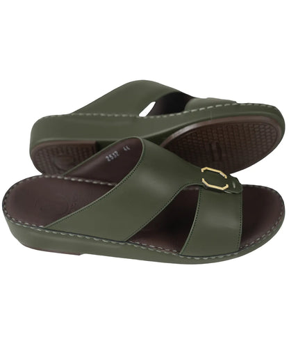 Al-Mazaya-Premium-Olive-Green-Arabic-Mens-Sandals-Luxury-Comfort-new