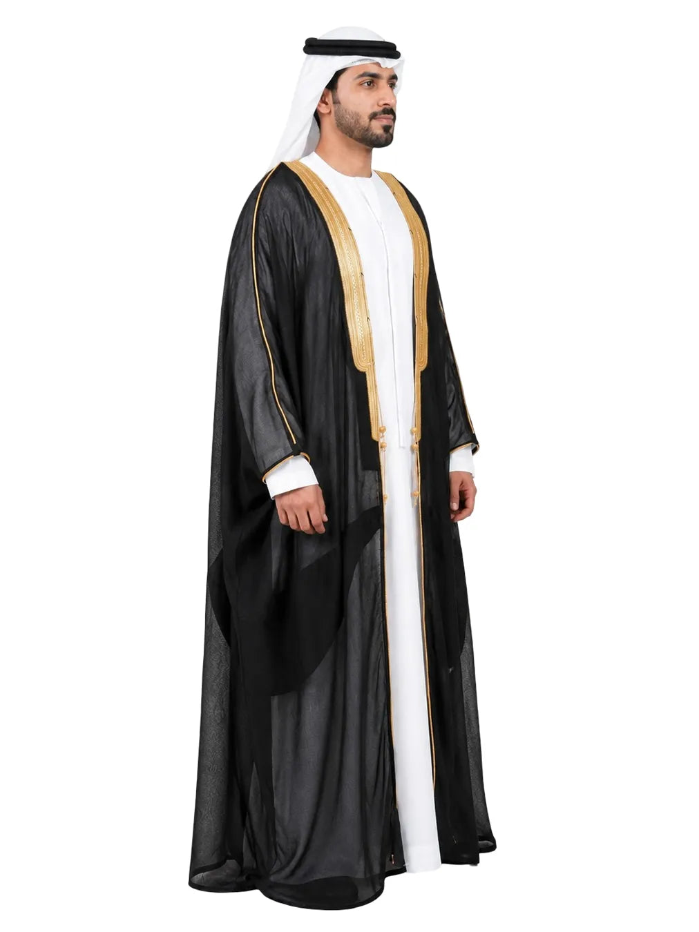 Royal Black Bisht with Luxurious Gold Embroidery