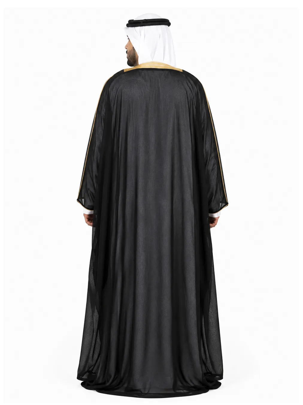 Royal Black Bisht with Luxurious Gold Embroidery