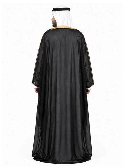 Royal Black Bisht with Luxurious Gold Embroidery