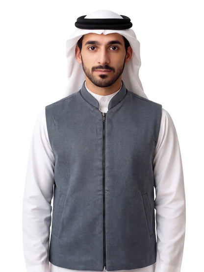 BLUE-GREY WINTER JACKET MEN WITH ZIP