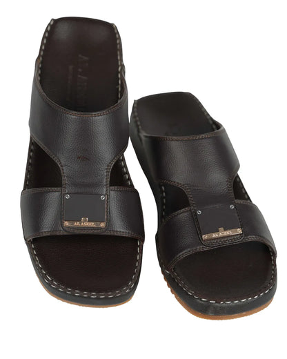 Al Aseel Classic Dark Brown Leather Sandals for the Modern Gentleman