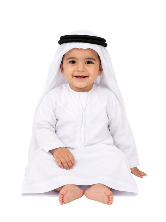 Baby White Shemagh – Soft Cotton Traditional Arabic Headwear