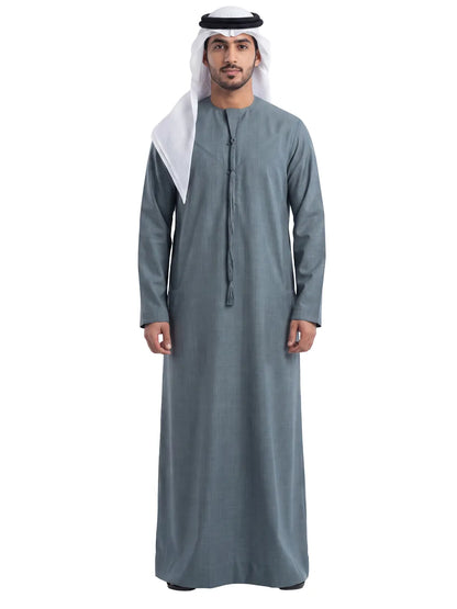 Blue Grey Emirati Thobe - Reda 1865 Valdilana Exclusive Super 150's Fabric made In Italy 100% Wool