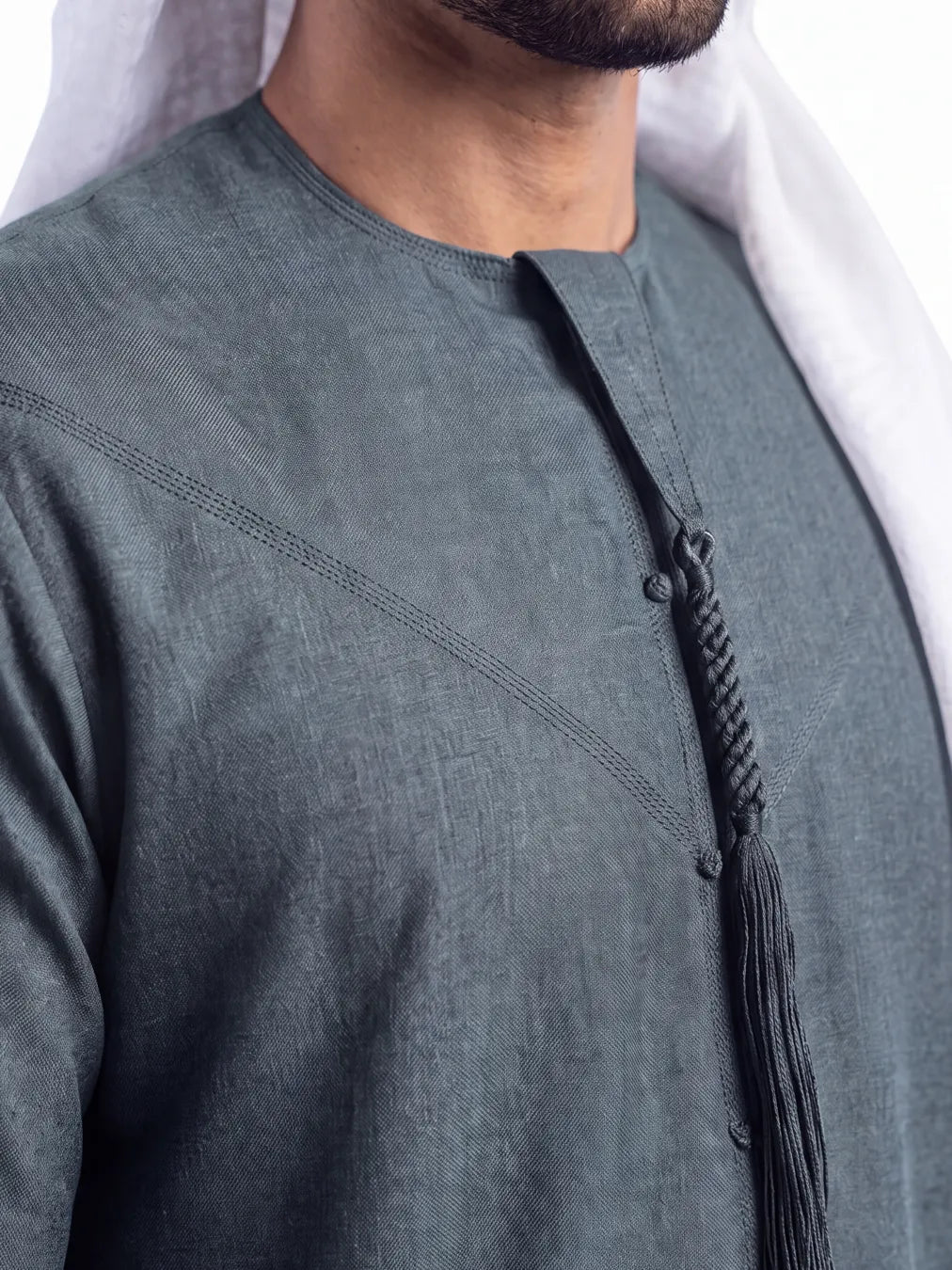 Blue Grey Emirati Thobe - Reda 1865 Valdilana Exclusive Super 150's Fabric made In Italy 100% Wool