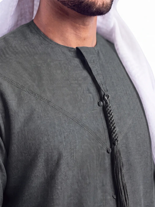 Blue Grey Emirati Thobe - Reda 1865 Valdilana Exclusive Super 150's Fabric made In Italy 100% Wool