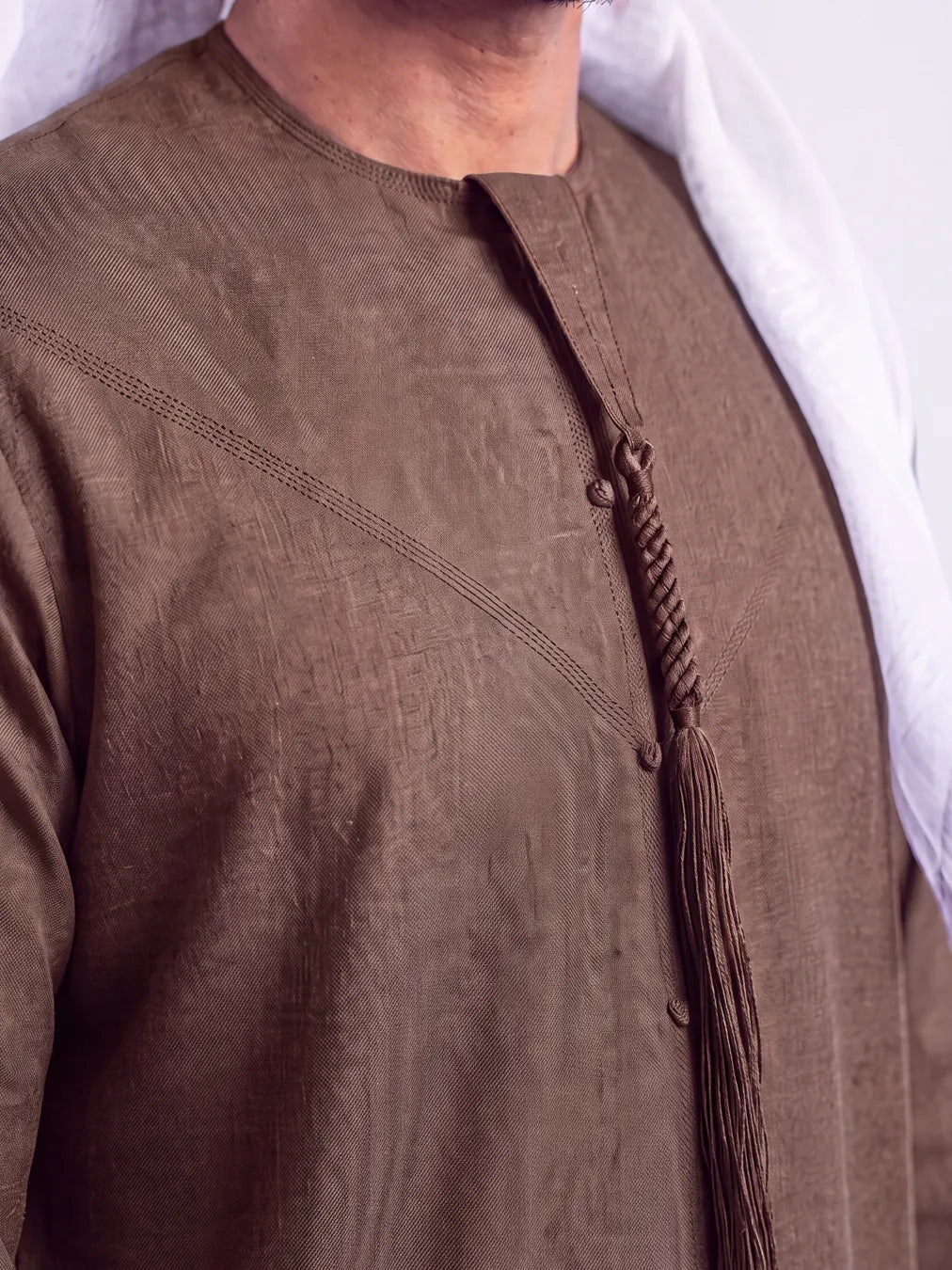 Brown blue Emirati Thobe - Reda 1865 Valdilana Exclusive Super 150's Fabric made In Italy 100% Wool