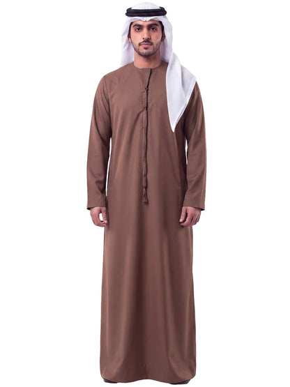 Brown blue Emirati Thobe - Reda 1865 Valdilana Exclusive Super 150's Fabric made In Italy 100% Wool