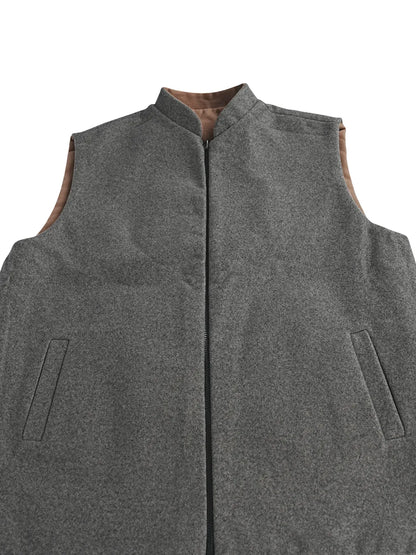 CHARCOAL GREY HALF-SLEEVE WINTER JACKET WITH ZIP