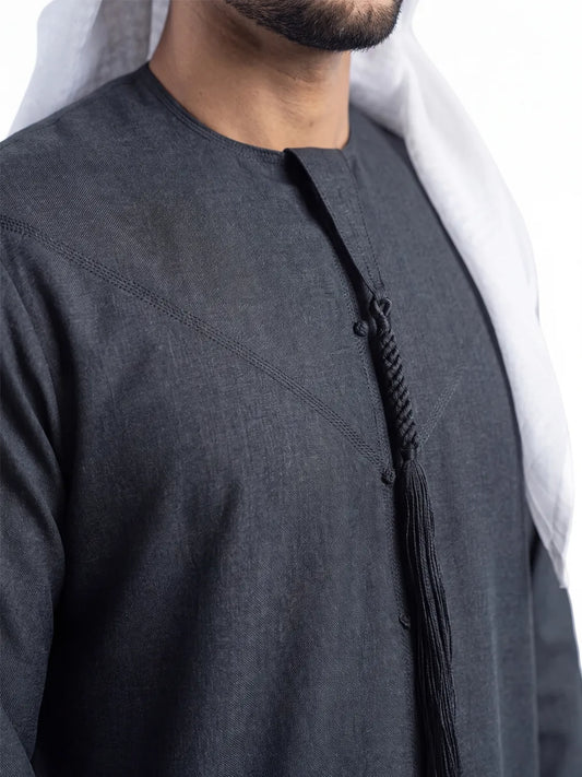 Charcoal Grey Emirati Thobe - Reda 1865 Valdilana Exclusive Super 150's Fabric made In Italy 100% Wool