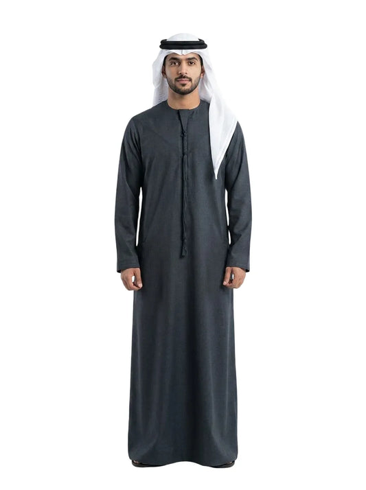 Charcoal Grey Emirati Thobe - Reda 1865 Valdilana Exclusive Super 150's Fabric made In Italy 100% Wool