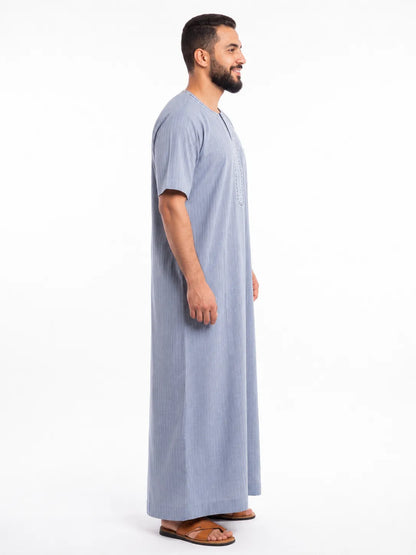 Al Khazz Classic Arabic Jalabiya – Premium Light Blue Men's Thobe