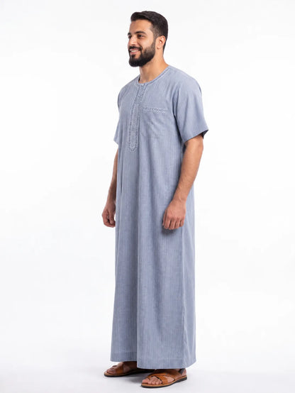 Al Khazz Classic Arabic Jalabiya – Premium Light Blue Men's Thobe