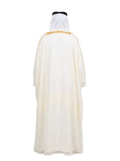 Royal Ivory White Bisht – Premium Arabic Men's Cloak
