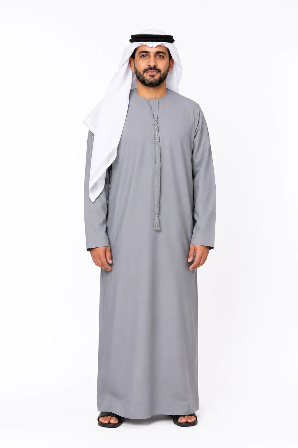 Premium Light Grey Emirati Kandura for Men | Traditional UAE Thobe with Modern Elegance