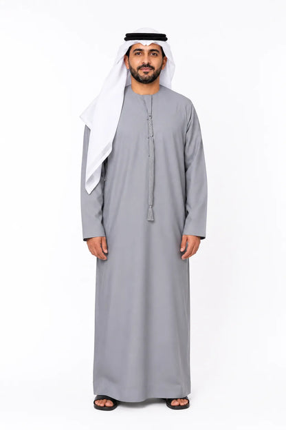 Premium Light Grey Emirati Kandura for Men | Traditional UAE Thobe with Modern Elegance