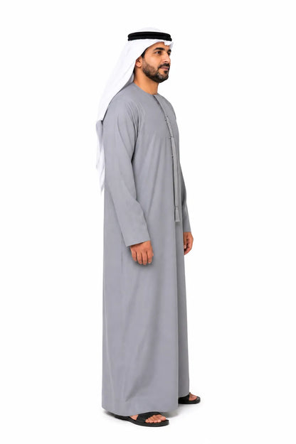Premium Light Grey Emirati Kandura for Men | Traditional UAE Thobe with Modern Elegance