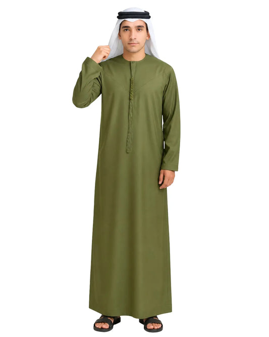 Olive Green Kandura for Men – Premium Emirati Style