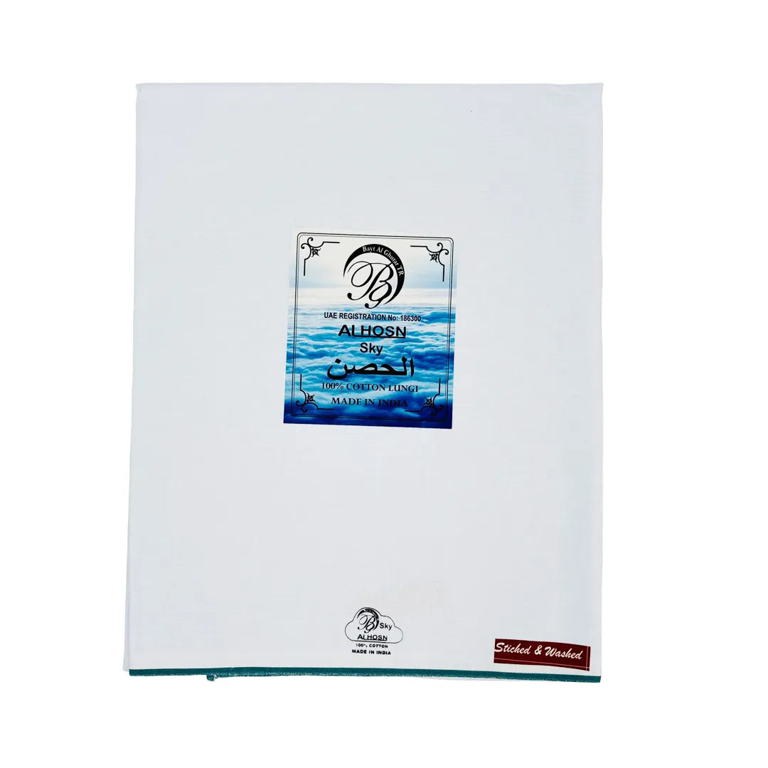 Al Hosn Sky White Wuzar – Elegant Border Line Collection UAE