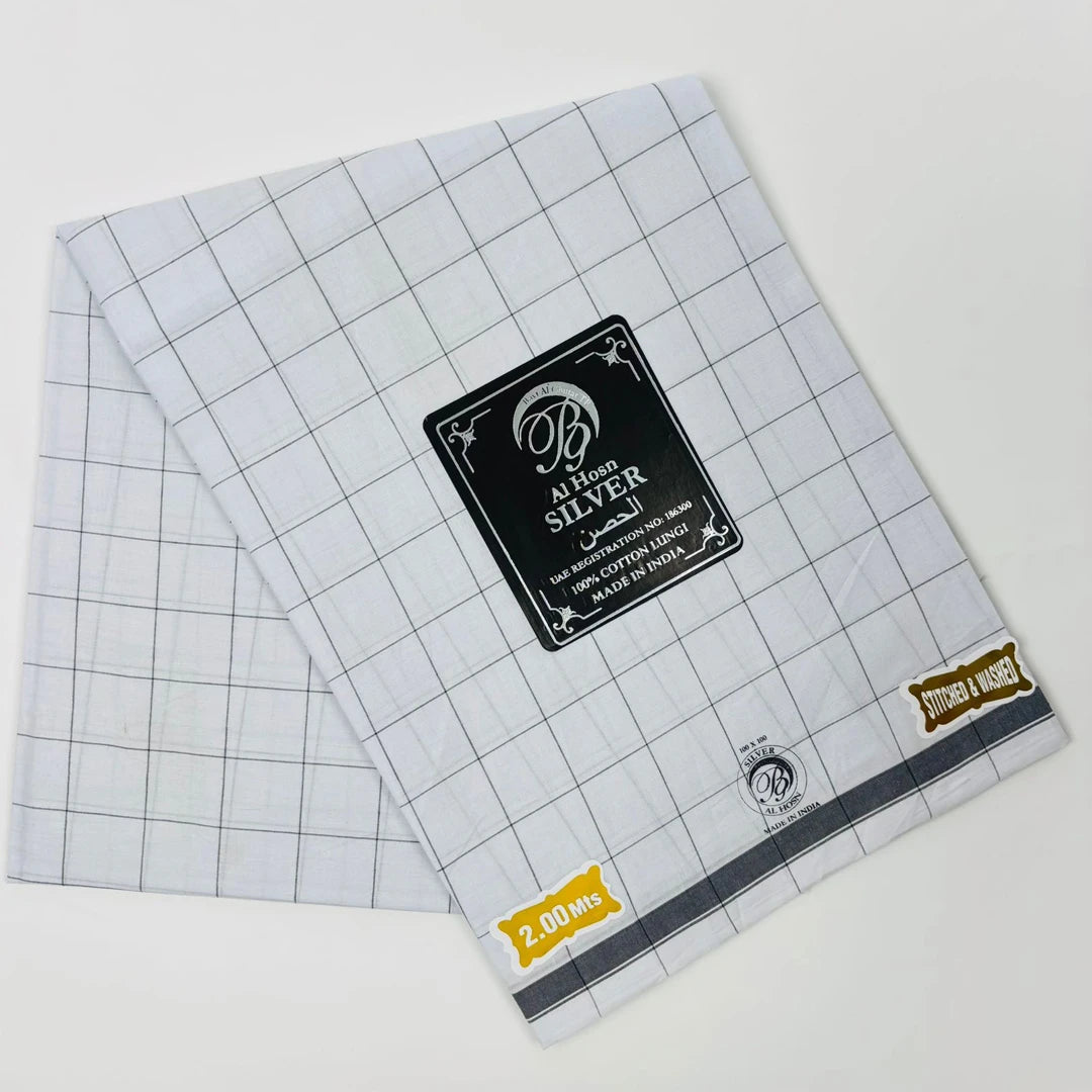 
Classic-White-Wuzar-with-Charcoal-Grid-Design-Soft-Breathable-Wear-uae